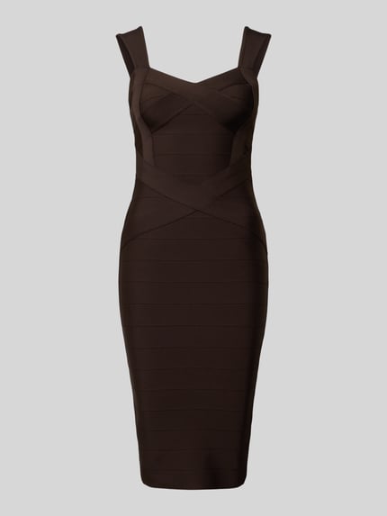 Produktfoto, Slim Fit Kleid im ärmellosen Design van Lipsy in donkerbruin met structuurpatroon, elastische materiaalmix, ritssluiting, dames jurk, ruglengte maat 36: 85 cm, borstwijdte maat 36: 33 cm