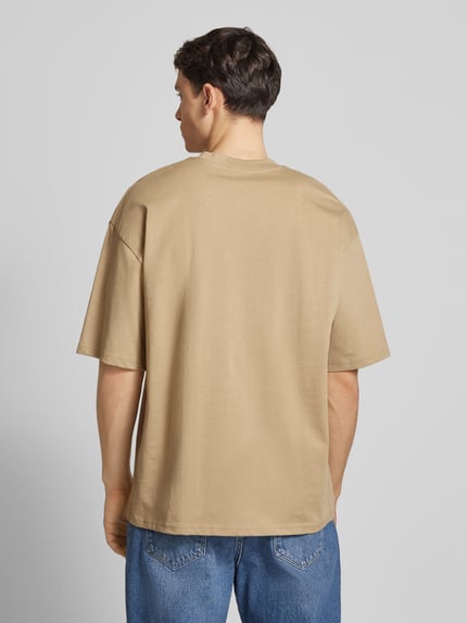 REVIEW T-shirt z wyhaftowanym logo Szarobrązowy 5