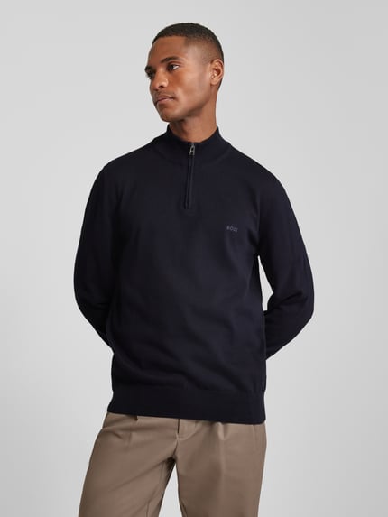BOSS Regular fit SCHIPPERSTRUI met korte ritssluiting model 'Padro' Marineblauw - 4