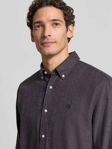 MCNEAL Regular Fit Freizeithemd aus reiner Baumwolle mit Label-Stitching Black 3
