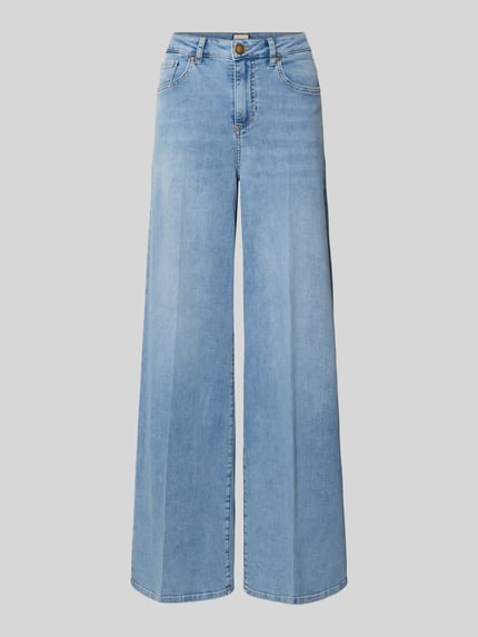 Produktfoto, Wide Leg Jeans mit Bügelfalten Modell 'MAURY' von SEDUCTIVE, hellblauer Baumwoll-Mix mit Lyocell, glatte Struktur