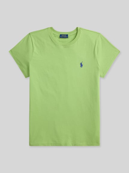 Produktfoto, T-shirt mit Label-Stitching von Polo Ralph Lauren aus bawełna, krój regular fit, okrągły dekolt, długość tyłu 54 cm w rozmiarze S