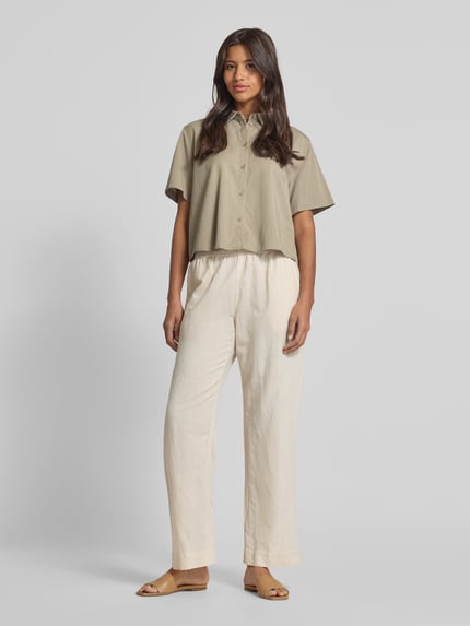 Neo Noir Straight Fit Leinenhose mit Eingrifftaschen Modell 'Sonar' Mittelbraun 1
