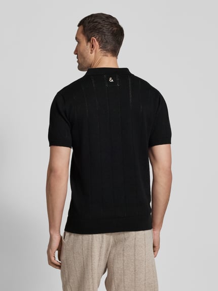 Colours & Sons Slim Fit Poloshirt mit Leinen-Anteil Black 5