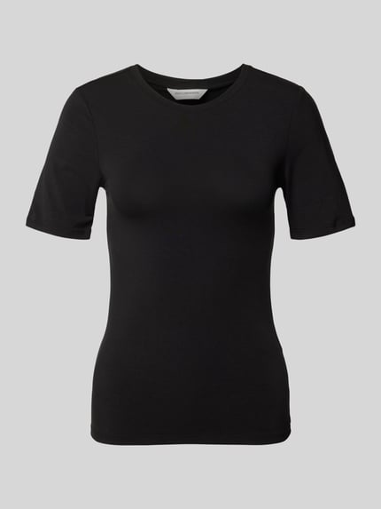MSCH Copenhagen T-Shirt mit geripptem Rundhalsausschnitt Modell 'Betrina' Black 2