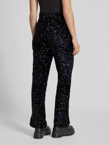 PIECES Relaxed Fit Weite Hose mit Pailletten Modell 'KAM' Black 5