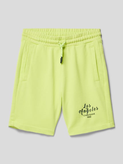 Cars Jeans Regular fit sweatshorts met labelprint, model 'Gruss' Geel - 1