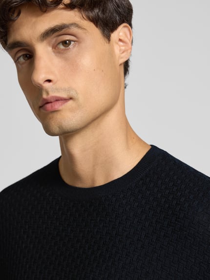 Emporio Armani Strickpullover mit gerippten Abschlüssen Marine 3