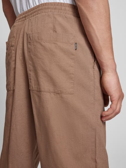 REVIEW Straight Leg Bundfaltenhose aus Baumwoll-Leinen-Mix Mud 3