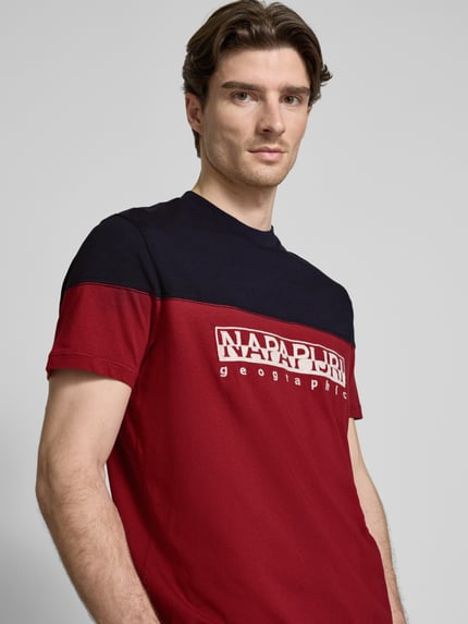 Napapijri T-shirt met labelstitching, model 'SATURNIA' Marineblauw - 3