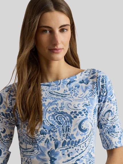 Lauren Ralph Lauren Midi-Freizeitkleid mit Allover-Muster Blau Melange 3