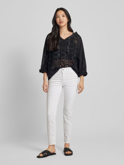 Marc Cain Blusenshirt mit Lochstickerei Black 1