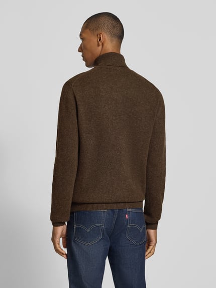 Casual Friday sweter z golfem o kroju slim fit z mieszanka wełny model 'Karl' Ciemnobrązowy 5