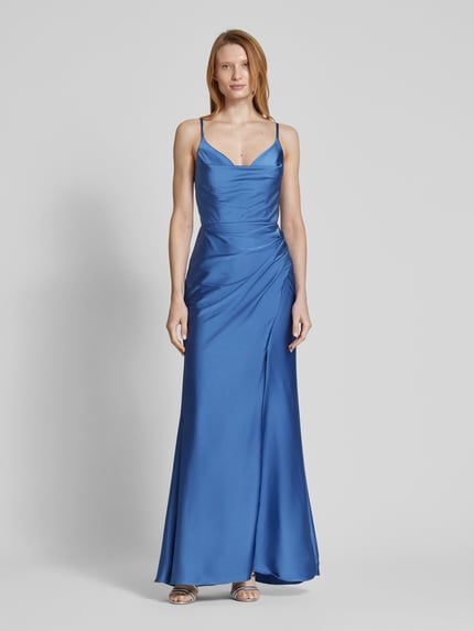 Laona Abendkleid mit Wasserfall-Ausschnitt Blau 4