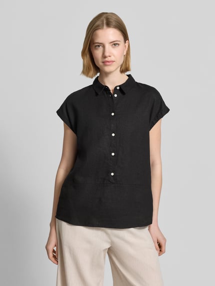ICHI Regular Fit Bluse aus Leinen-Viskose-Mix Modell 'LINNO' Black 4