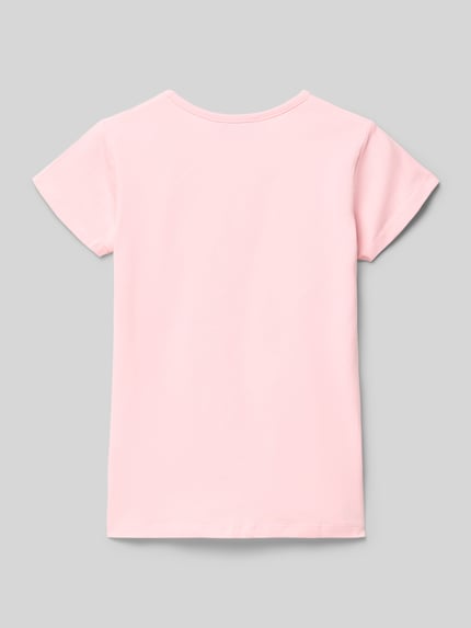 Produktfoto, T-Shirt mit Motiv und Rundhalsausschnitt von DANAMADE, różowy kolor, bawełna z elastanem, krój regular fit, długość tyłu w rozmiarze 116: 43 cm