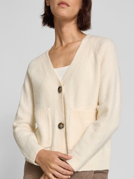 VERO MODA Comfort Fit Strickjacke mit Woll-Anteil Modell 'BOOM' Beige Melange 3