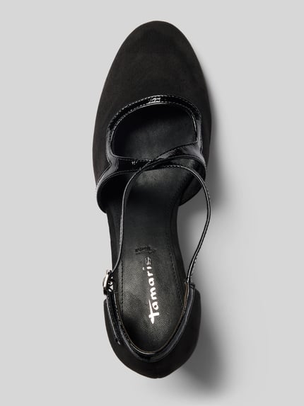 Productfoto, zwarte pumps in leerlook met glanzende details van Tamaris, Dames Pumps van Tamaris
