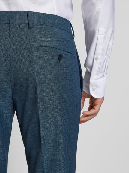 Strellson Slim fit pantalon met persplooien, model 'Kynd3' Petrol - 3