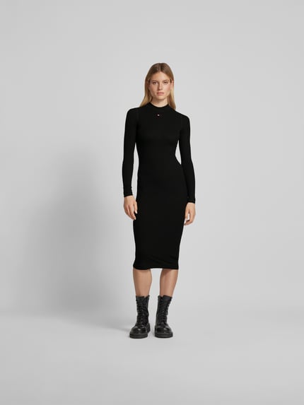 Diesel Midi-jurk met labelstitching BLACK - 4