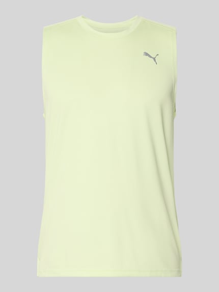 Produktfoto, Top mit Logo und Rundhalsausschnitt von PUMA PERFORMANCE, jasnożółty, krój regular fit, logo, długość pleców w rozmiarze M: 71 cm