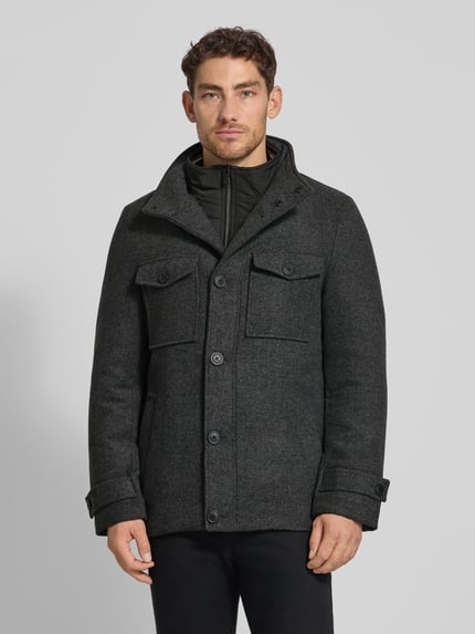 Christian Berg Men Regular Fit Jacke mit Woll-Anteil Anthrazit Melange 4