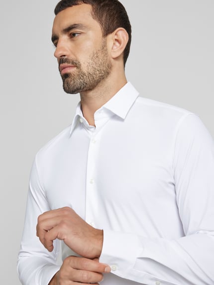 BOSS Slim Fit Businesshemd aus Feintwill mit Stretch-Anteil Modell 'HANK' Weiss 3