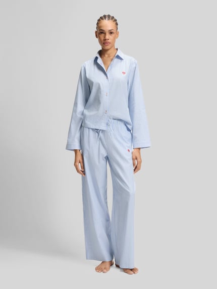 HUGO Loose Fit Pyjama-Oberteil aus Baumwoll-Viskose-Mix Modell 'DREEM'  Hellblau 1