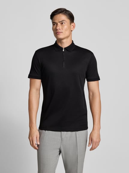 Selected Regular fit poloshirt van katoenmix, model 'FAVE' Zwart - 4