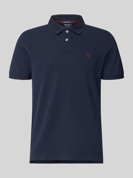 Produktfoto, Regular Fit Poloshirt mit Label-Stitching von MCNEAL, dunkelblau, Reine Baumwolle, Knopfleiste, Rückenlänge 70 cm, Größe M