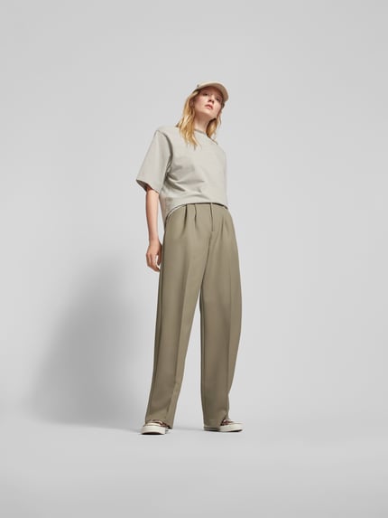 Anine Bing Stoffen broek met steekzakken Kaki - 1