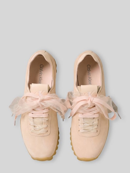 CK Calvin Klein Sneaker aus Veloursleder mit zwei Schnürsenkeln Sand 3