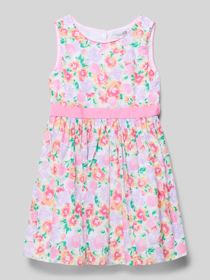 Productfoto, Regular Fit Kleid mit floralem Allover-Print van Happy Girls in katoen met plooien, ronde hals, mouwloos, roze tinten, fleurige bloemenprint