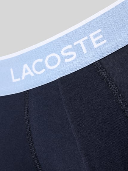Produktfoto, Trunk aus Baumwoll-Mix im 3er-Pack von Lacoste in Dunkelblau mit hellblauem Bund und weißem Logo, Herren Pant & Trunk von Lacoste