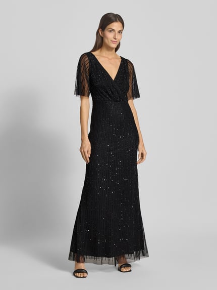 Lace & Beads Abendkleid mit V-Ausschnitt Black 4
