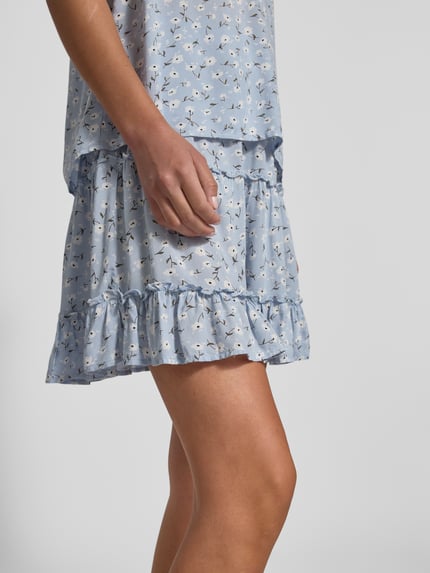 PIECES Uitlopende minirok met all-over motief, model 'NYA' Lichtblauw - 3