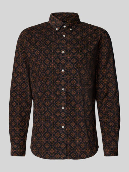 MCNEAL Slim Fit Freizeithemd mit Button-Down-Kragen Dunkelblau 2