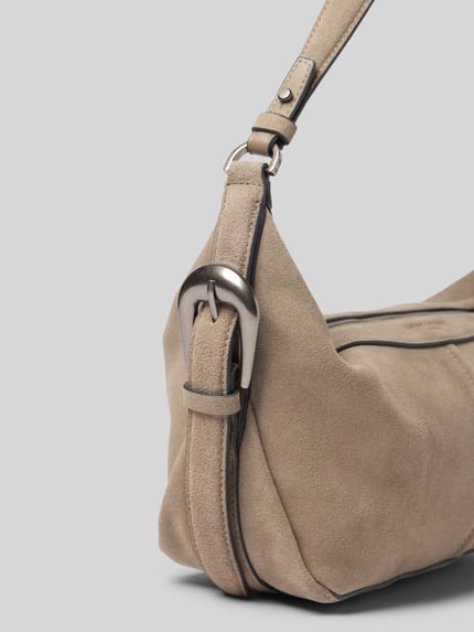 Produktfoto, Hobo Bag aus Leder Modell 'PARIS II' von LIEBESKIND BERLIN in Beige, sichtbares Label-Detail, Struktur Wildleder, Metallschnalle