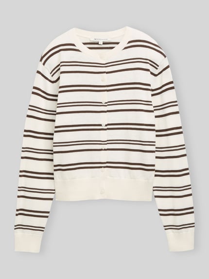Tom Tailor Denim Regular Fit Strickjacke aus Baumwoll-Mix Offwhite 2
