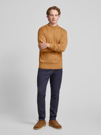 Scotch & Soda Sweter z dzianiny krój regular fit z dodatkiem wełny model „CORE” Camel 1