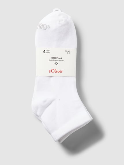 s.Oliver RED LABEL Socken mit Label-Detail im 4er-Pack Modell 'Quarter' Weiss 3