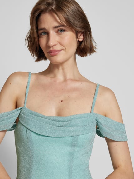 Mascara Schmales Abendkleid mit Raffungen Mint 3