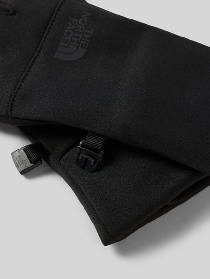 Produktfoto, Fingerhandschuhe mit Logo Modell 'ETIP' von The North Face, schwarze Farbe, glatte Struktur, dezentes Logo, Herren Handschuhe