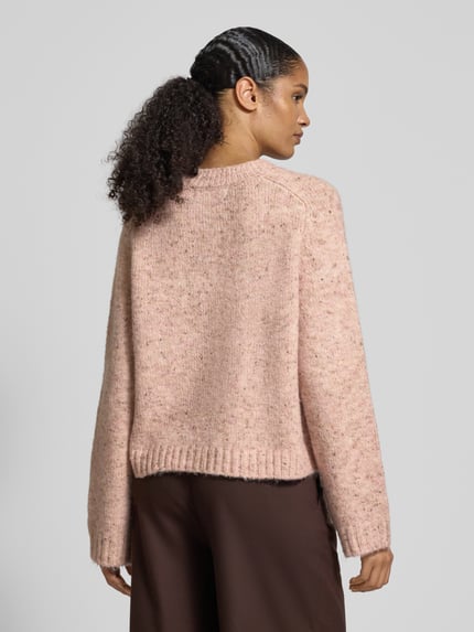 VERO MODA Regular Fit Strickpullover mit Woll-Anteil Modell 'INGRID' Hellrosa Melange 5