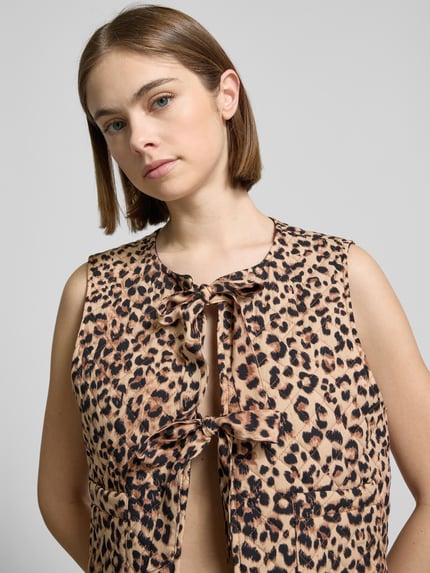 PIECES Regular Fit Weste aus reiner Viskose Modell 'SARIA' Sand 3