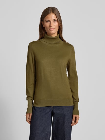 Jake*s Collection Regular Fit Rollkragenpullover in Strick-Optik Oliv 4