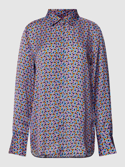 0039 Italy Overhemdblouse met all-over motief, model 'Odetta' Violet - 2