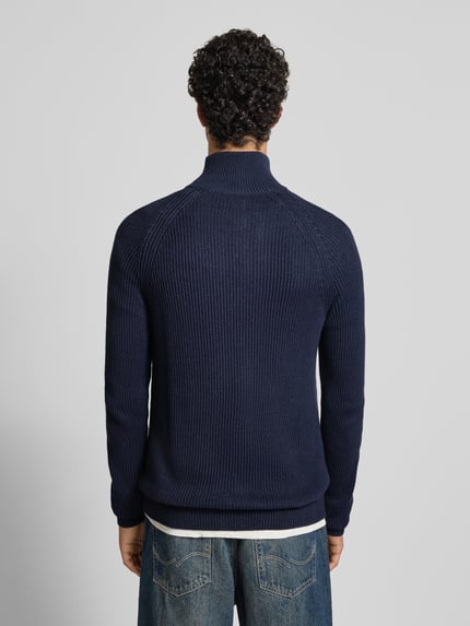 JACK & JONES Kardigan ze stójką i zamkiem błyskawicznym model ‘PANNEL’ Granatowy 5