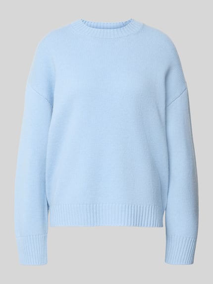 Produktfoto, Regular Fit Pullover aus Woll-Mix mit Kaschmir-Anteil von MYON, hellblau, Strick-Optik, Rundhalsausschnitt, glatte Textur