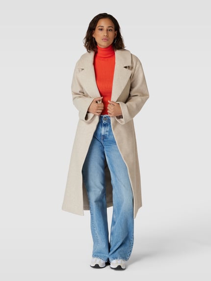 Gina Tricot Mantel mit Reverskragen Modell 'Belted long' Beige 1